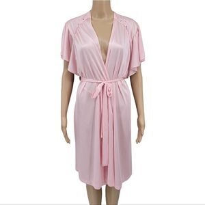 Flair 60s Vintage Nylon Light Pink Robe Knee Length Flutter Sleeves